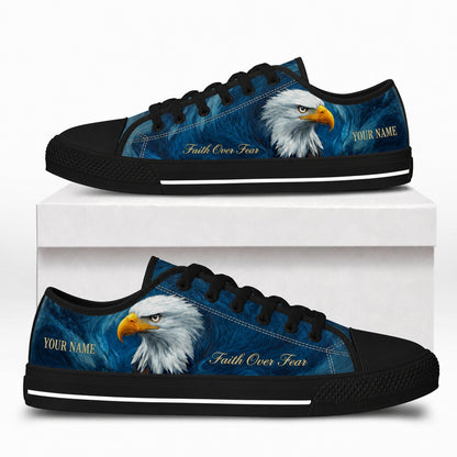 Bald Eagle Faith Design Personalized Low Top Shoes box black    