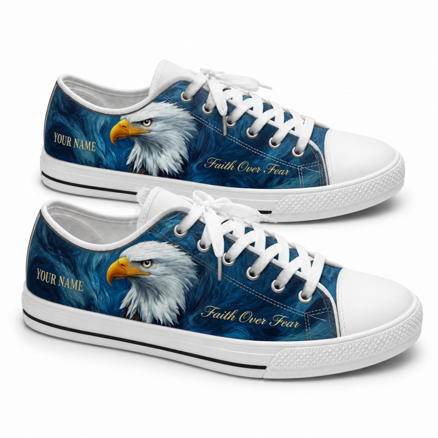 Bald Eagle Faith Design Personalized Low Top Shoes        