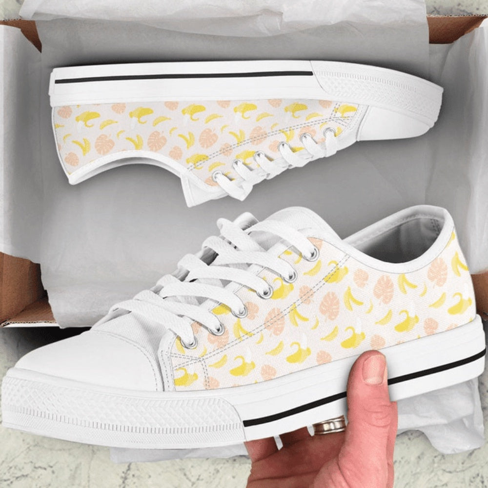 Banana Plantain Fruits Low Top Shoes, Low Top Sneaker, Low Top Canvas Shoes