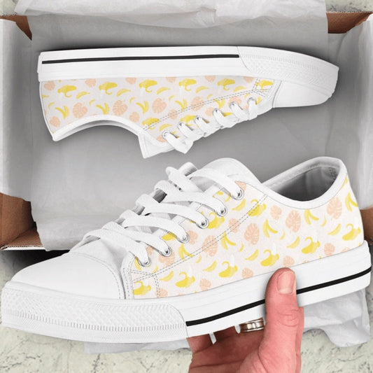 Banana Plantain Fruits Low Top Shoes, Low Top Sneaker, Low Top Canvas Shoes