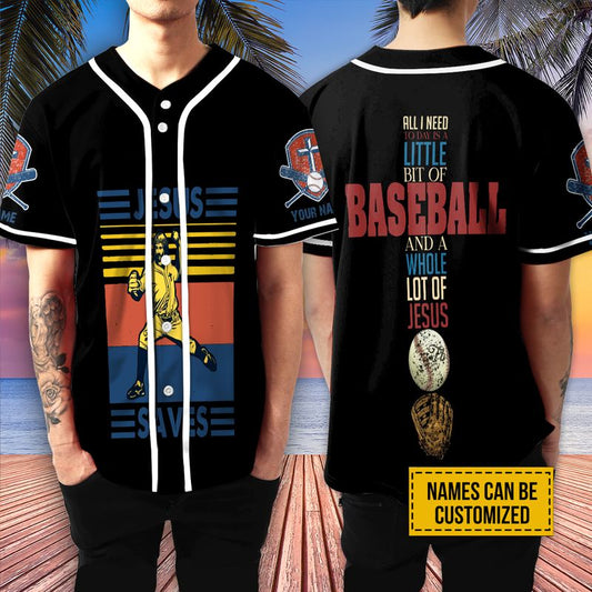 Baseball Player Jesus Saves Cross Custom Baseball Jersey - Personalized Jesus Baseball Jersey For Men and Women
