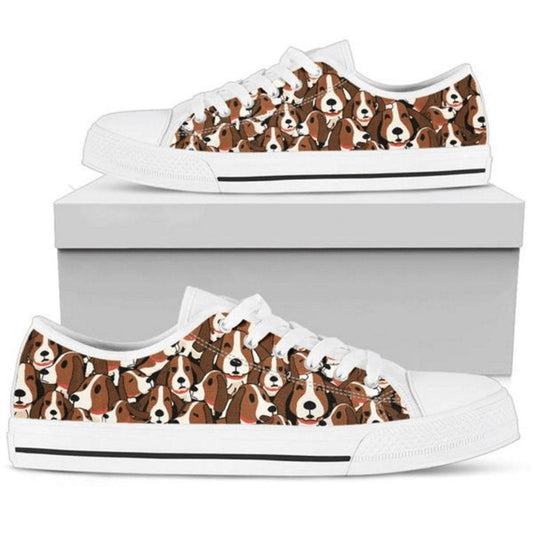 Basset Hound Low Top Shoes - Comfortable & Trendy Footwear, Dog Printed Shoes, Canvas Shoes For Men, Women