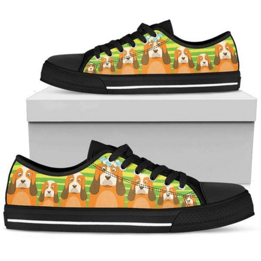 Basset Hound Low Top Shoes Sneaker - Stylish Footwear, Dog Printed Shoes, Canvas Shoes For Men, Women