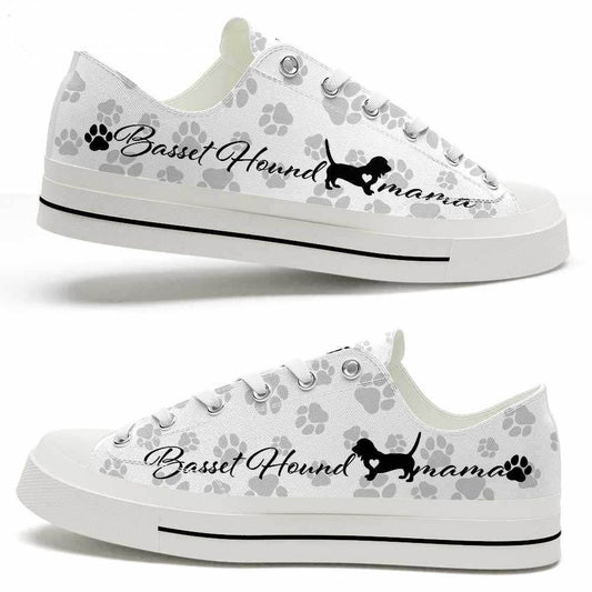 Basset Hound Paws Pattern Low Top Shoes - Happy International Dog Day Canvas Sneaker, Dog Printed Shoes, Canvas Shoes For Men, Women