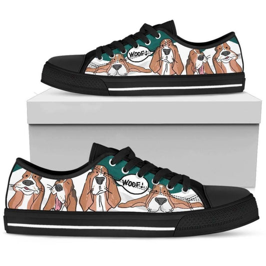Basset Woof Women S Low Top Shoe Stylish And Comfortable Footwear, Dog Printed Shoes, Canvas Shoes For Men, Women
