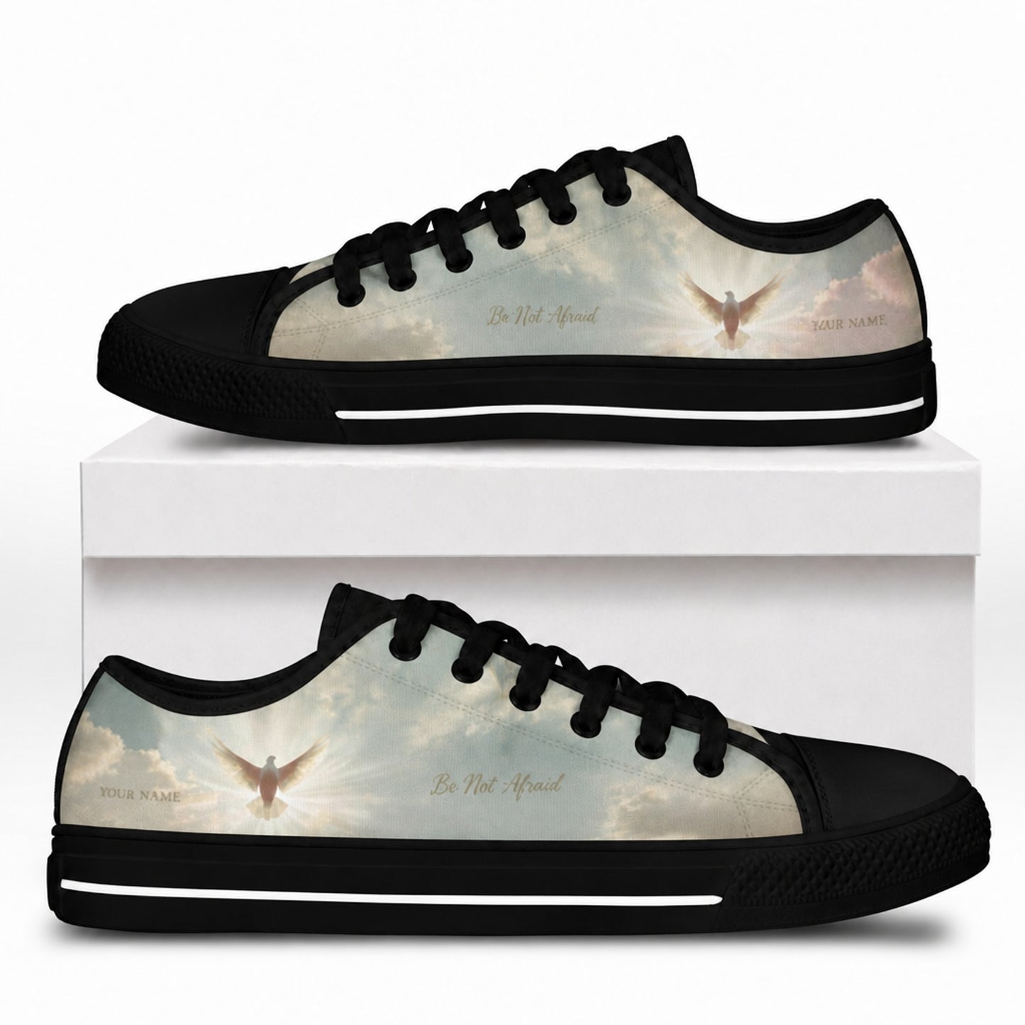 Be Not Afraid Artistic Low Top Shoes box black      