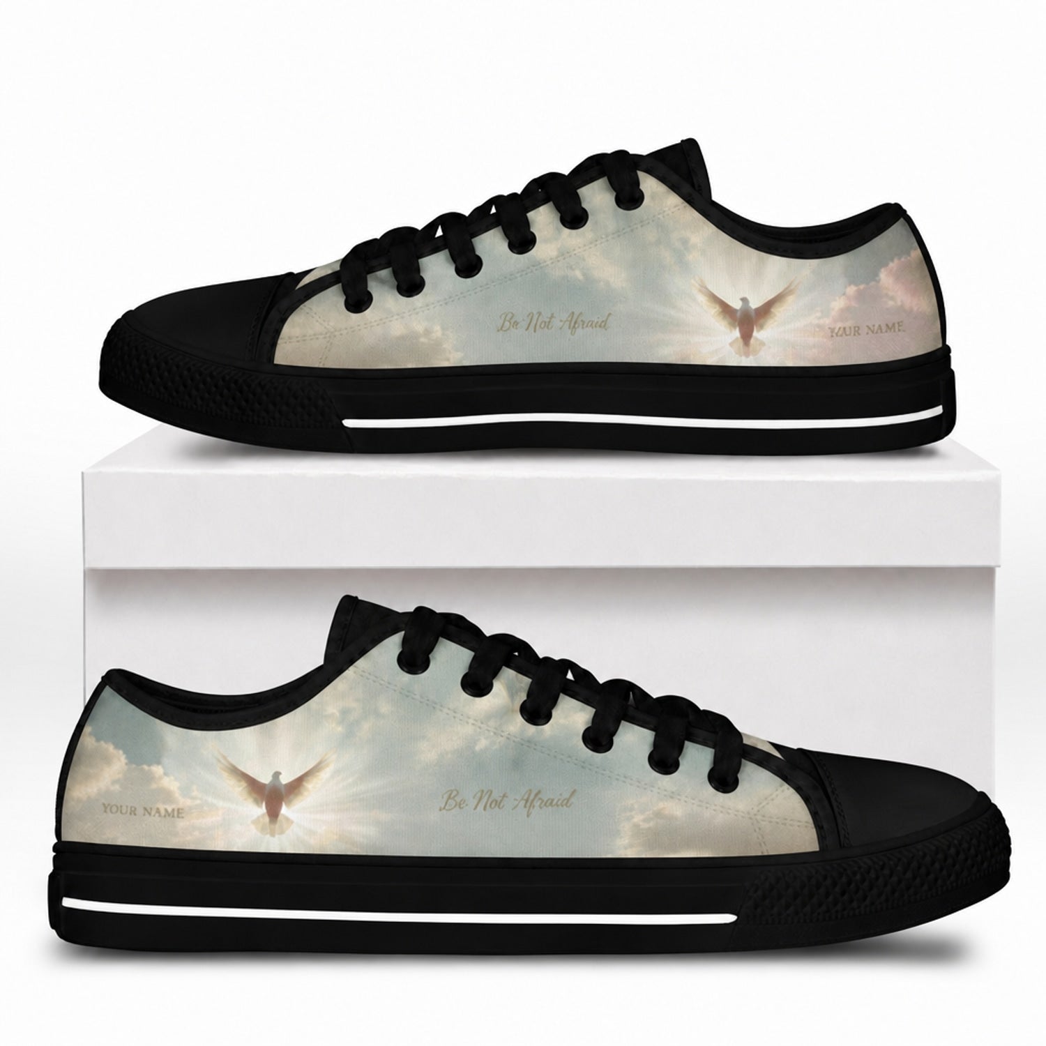 Be Not Afraid Artistic Low Top Shoes box black      