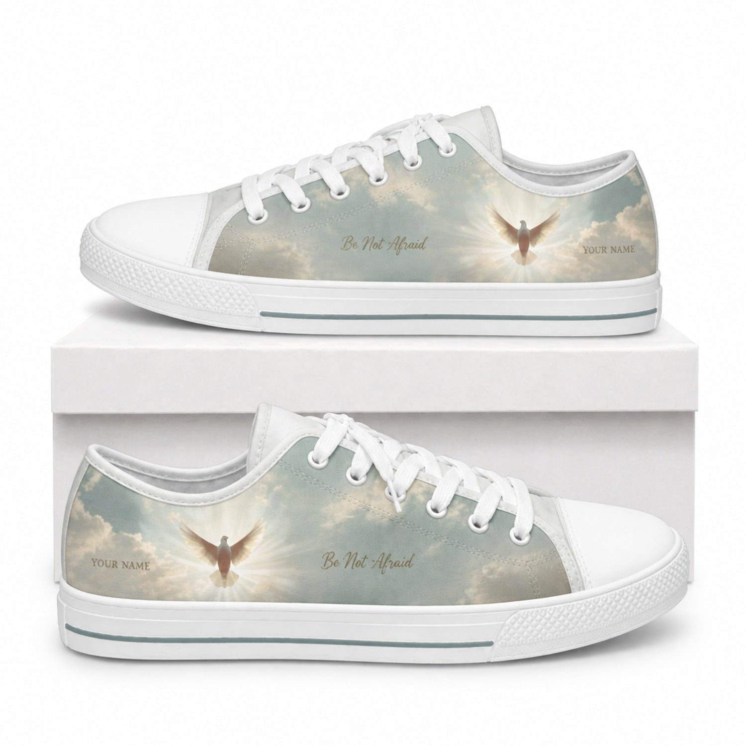 Be Not Afraid Artistic Low Top Shoes box white      