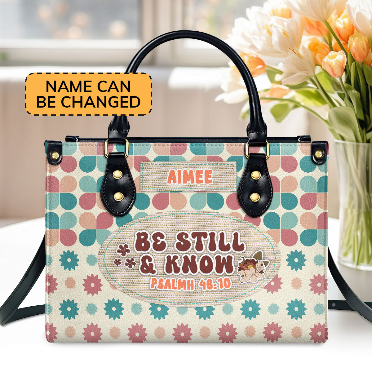 Be Still And Know Personalized Leather Handbag - Jesus Handbag