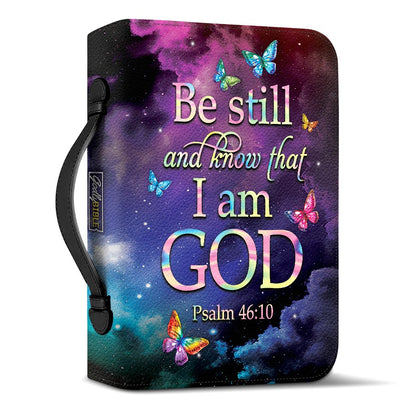 Be Still And Know That I Am God Colorful Butterfly Psalm 46 10 Personalized Bible Cover - Gift Bible Cover for Christians