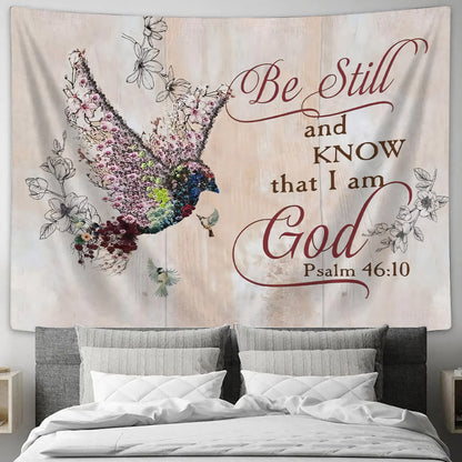Be Still And Know That I Am God Psalm 4610 Hummingbird Tapestry - Bible Verse Tapestry