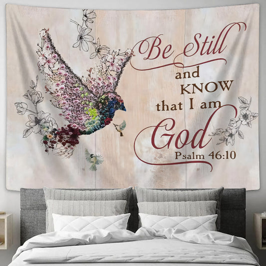 Be Still And Know That I Am God Psalm 4610 Hummingbird Tapestry - Bible Verse Tapestry