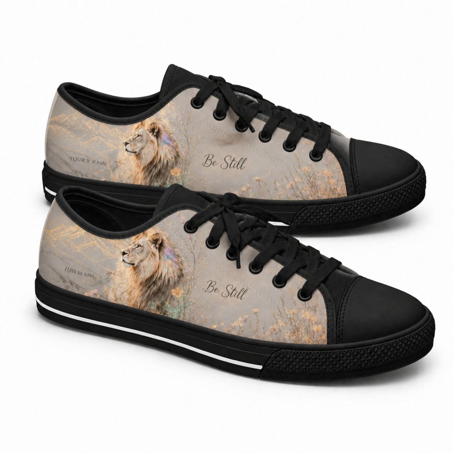 Be Still Lion Artistic Low Top Shoes black shoes      
