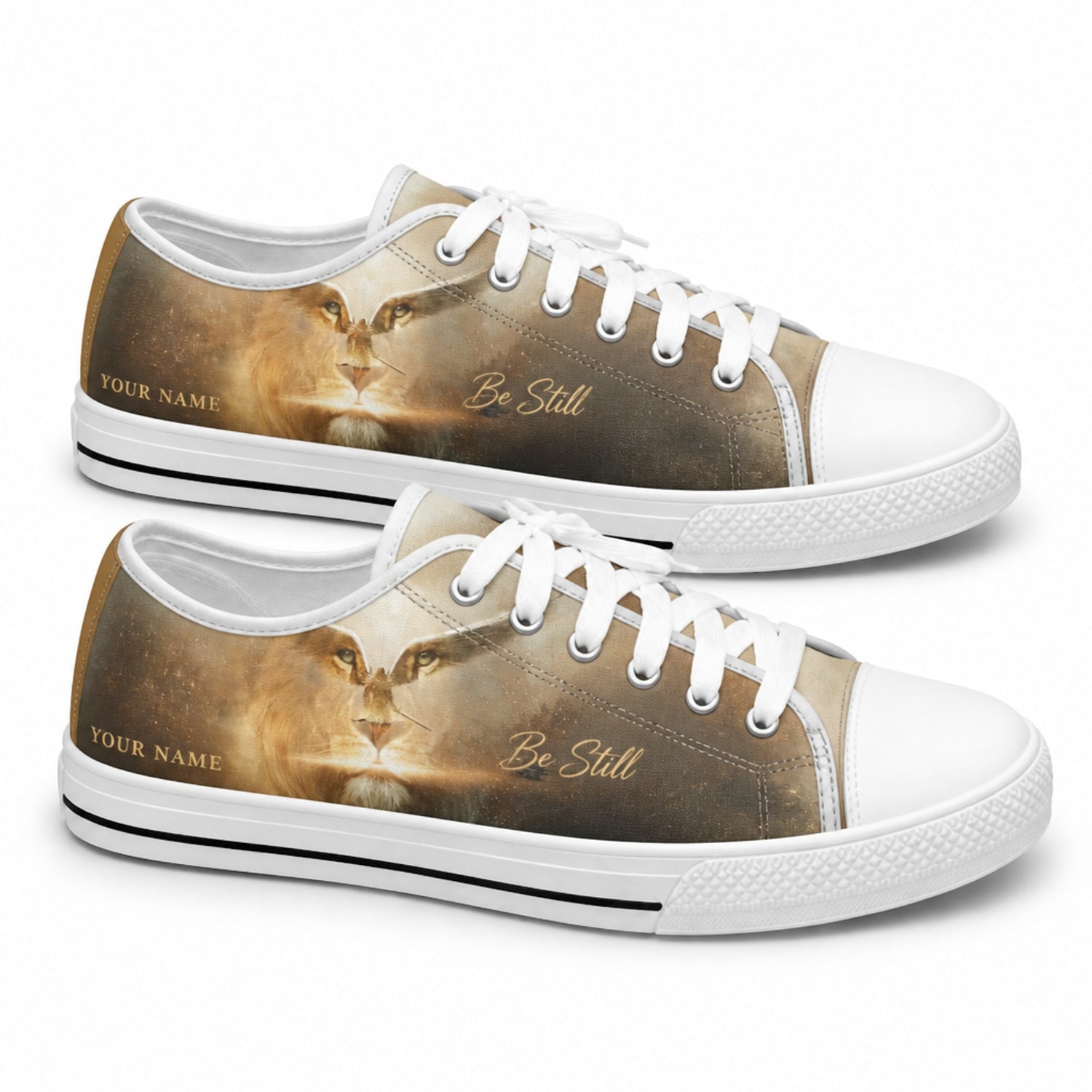 Be Still Lion Design Graphic God Low Top Shoes        