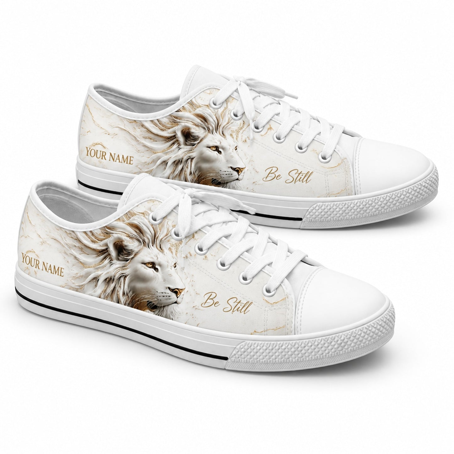Be Still Lion Design Graphic Low Top Shoes        