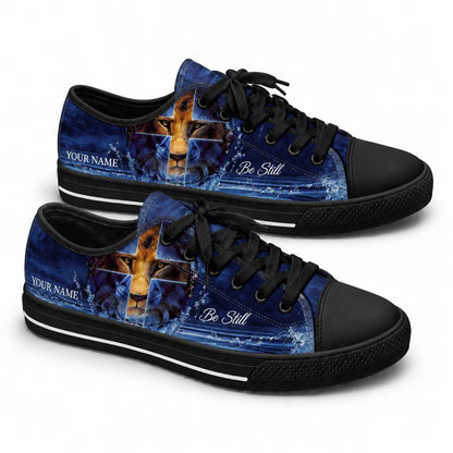 Be Still Lion Graphic Low Top Shoes black shoes      