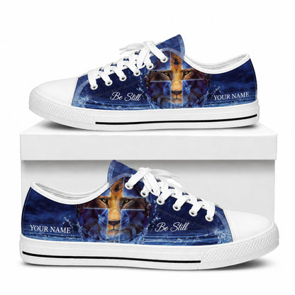 Be Still Lion Graphic Low Top Shoes box white      
