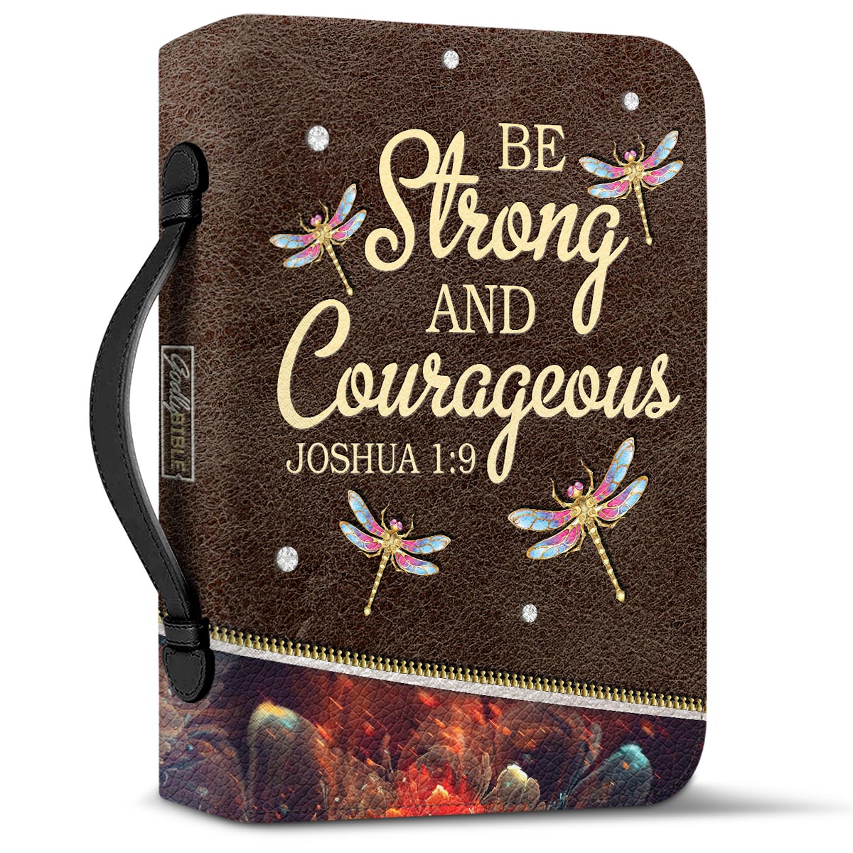 Be Strong And Courageous Dragonfly Joshua 1 9 Personalized Bible Cover - Gift Bible Cover for Christians