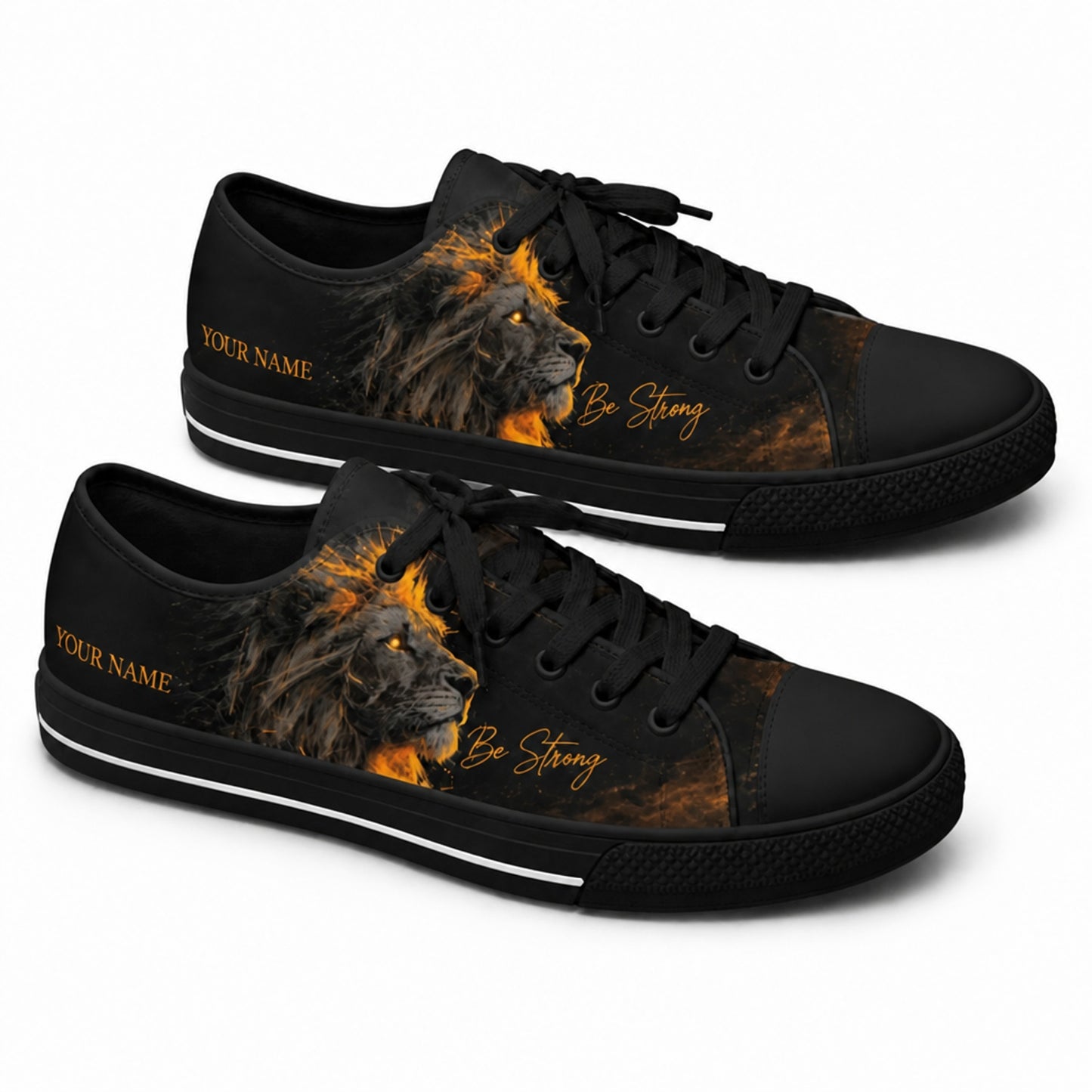Be Strong Lion Graphic Low Top Shoes black shoes      