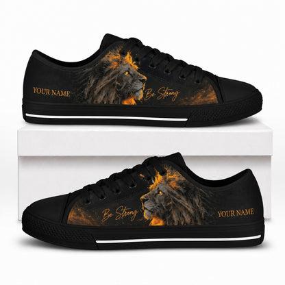 Be Strong Lion Graphic Low Top Shoes box black      