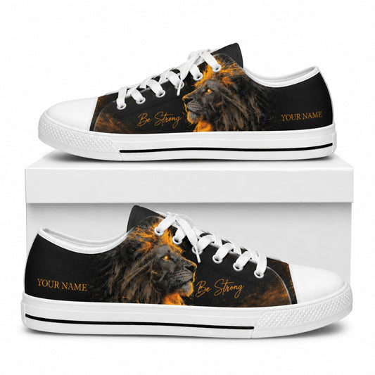 Be Strong Lion Graphic Low Top Shoes box white      