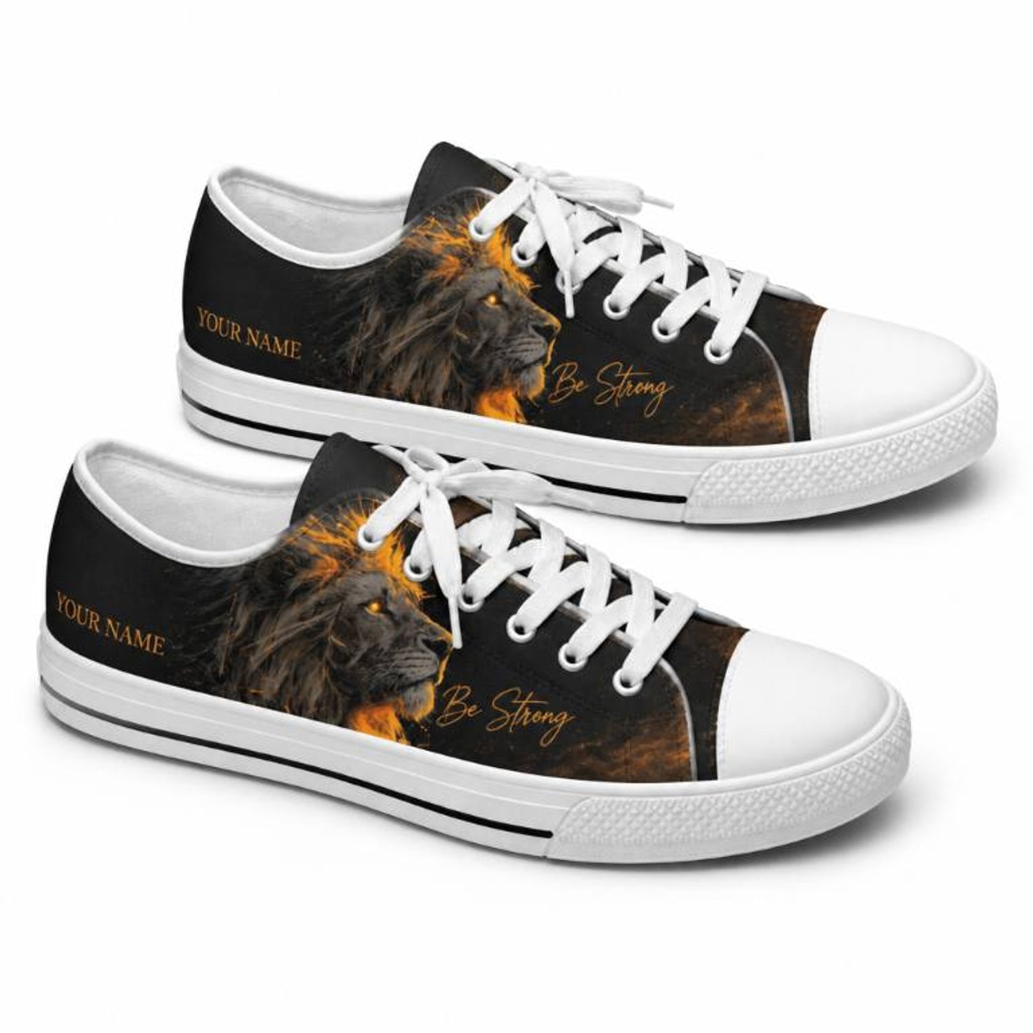 Be Strong Lion Graphic Low Top Shoes          