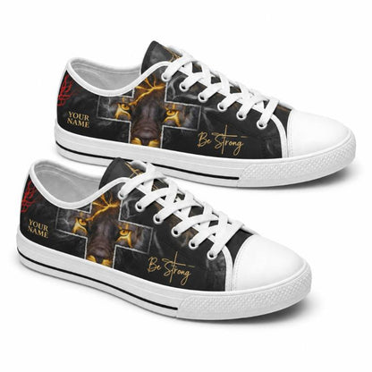 Be Strong Lion Graphic God Low Top Shoes          