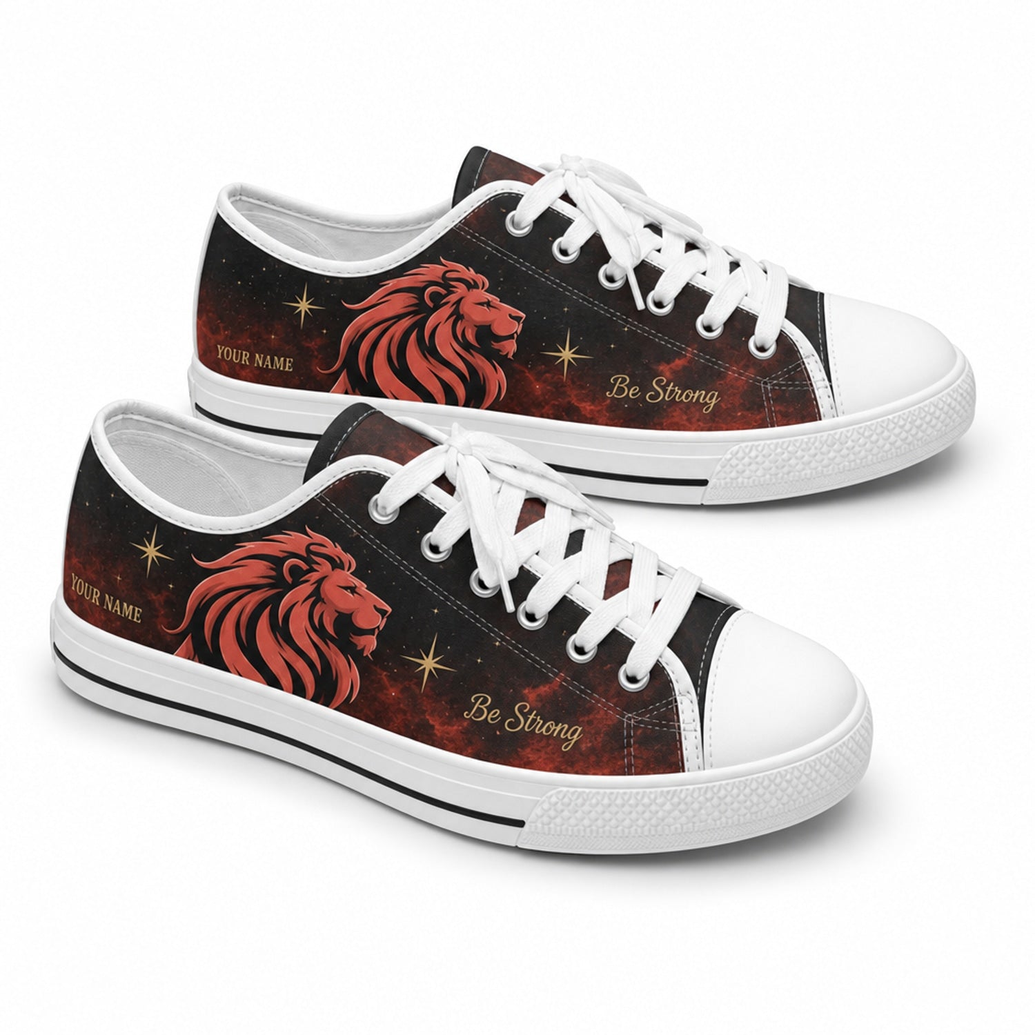 Be Strong Lion Graphic Personalized Low Top Shoes        
