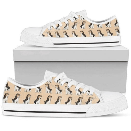 Beagle Low Top Shoes Sneaker - Stylish & Sustainable Footwear, Dog Printed Shoes, Canvas Shoes For Men, Women