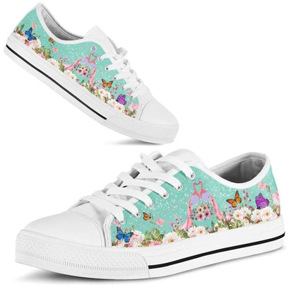Beautiful Couple Peacock Love Flower Watercolor Low Top Shoes, Animal Print Canvas Shoes, Print On Canvas Shoes