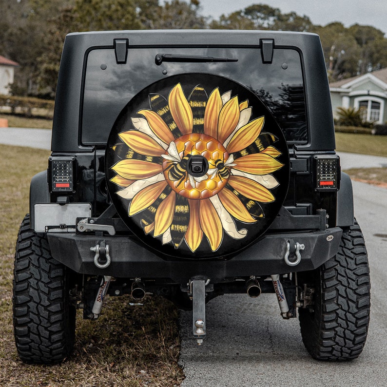 Bee Sunflower Spare Tire Cover - Christian Tire Cover