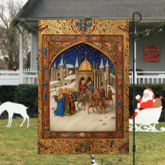 Bethlehem's Journey Xmas Garden Flag & Christian House Flag  - Nativity Religious Winter Christians Flag Gift