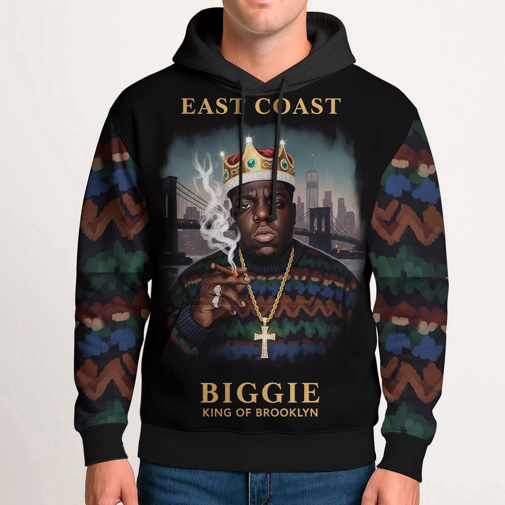 Biggie East Coast King Dark Hoodie, Rapper 3D Hoodie, Rap Legends Hoodie