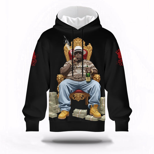 Biggie King Throne Money Hoodie, Rapper 3D Hoodie, Rap Legends Hoodie