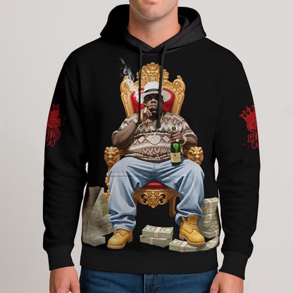 Biggie King Throne Money Hoodie, Rapper 3D Hoodie, Rap Legends Hoodie