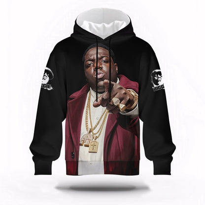Biggie Red Jacket Boss Hoodie, Rapper 3D Hoodie, Rap Legends Hoodie