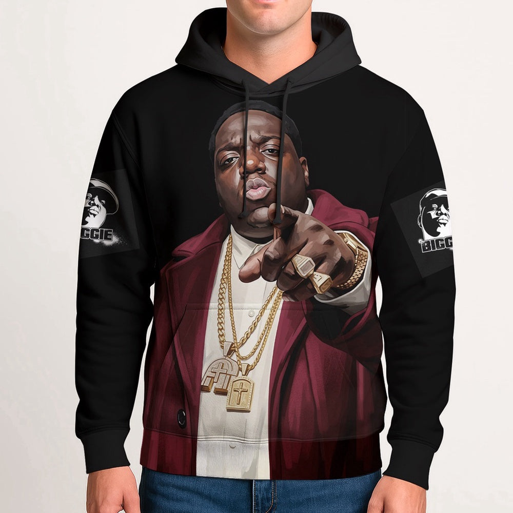 Biggie Red Jacket Boss Hoodie, Rapper 3D Hoodie, Rap Legends Hoodie
