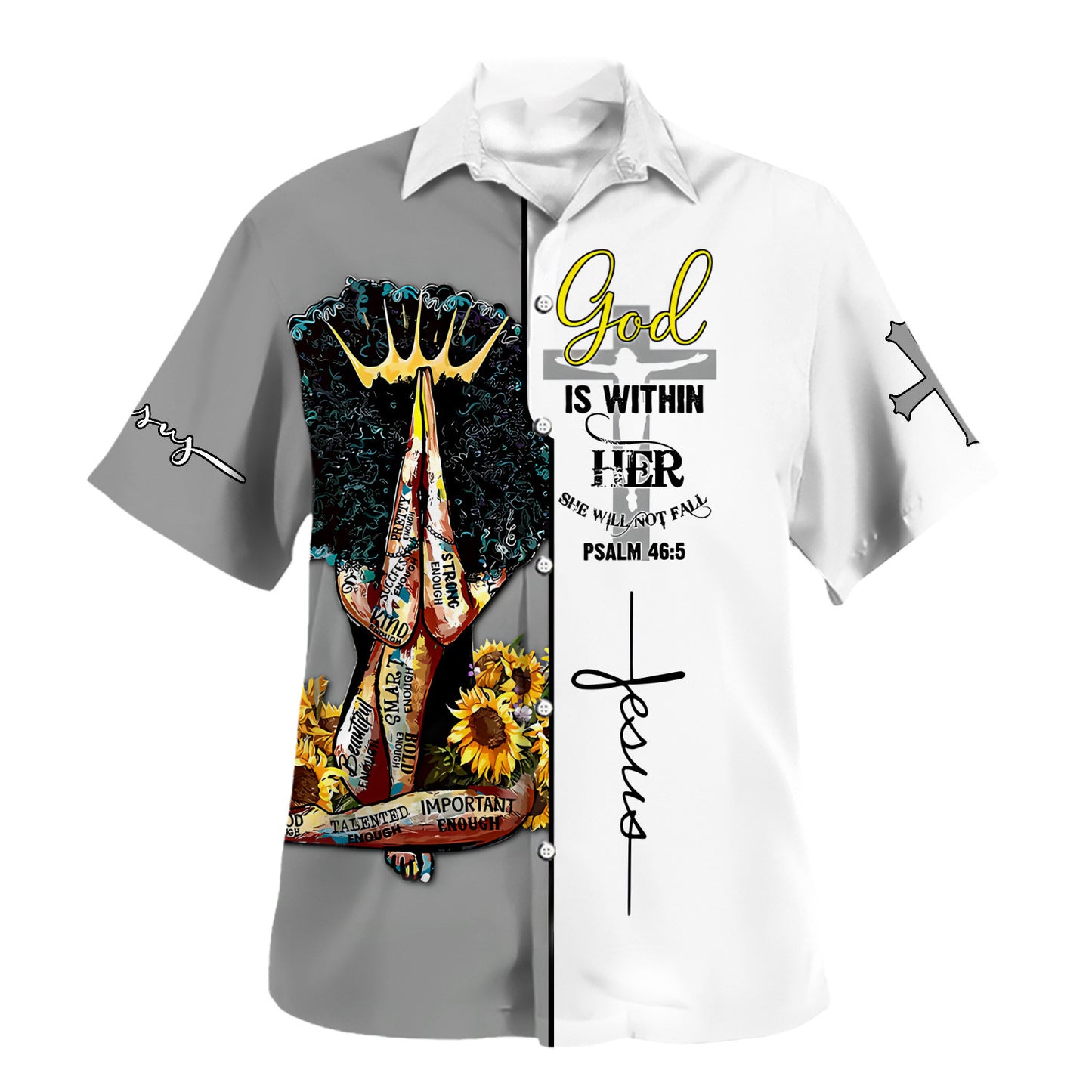 Black Girl God Is Within Her She Will Not Fall Hawaiian Shirt For Men and Women - Christian Hawaiian shirt