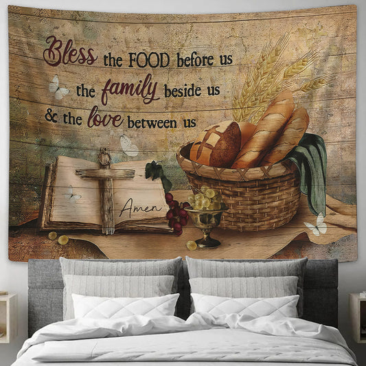 Bless The Food Baguette Tapestry - Bible Verse Tapestry