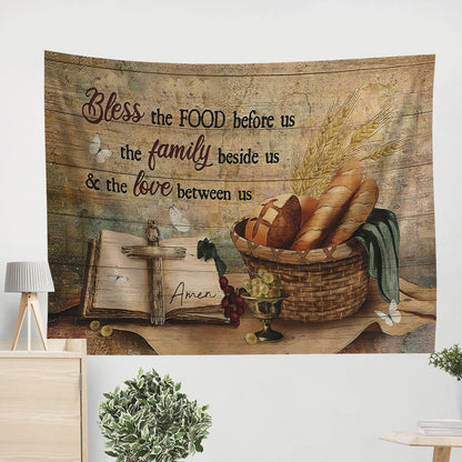 Bless The Food Baguette Tapestry - Bible Verse Tapestry