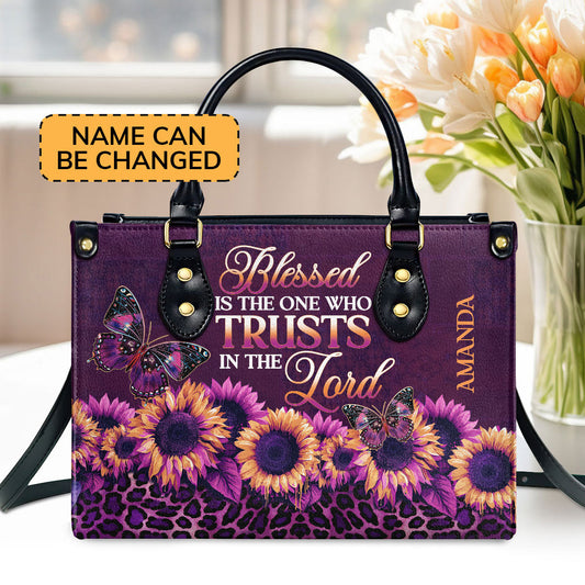 Blessed Is The One Who Trusts In The Lord Custom Name Leather Handbags For Women