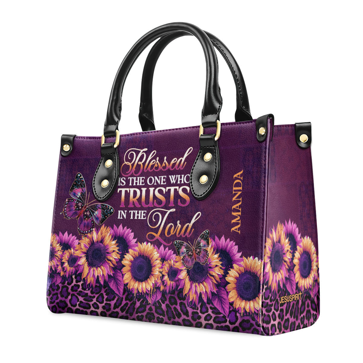 Blessed Is The One Who Trusts In The Lord Custom Name Leather Handbags For Women