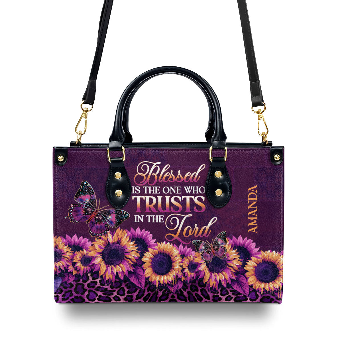 Blessed Is The One Who Trusts In The Lord Custom Name Leather Handbags For Women