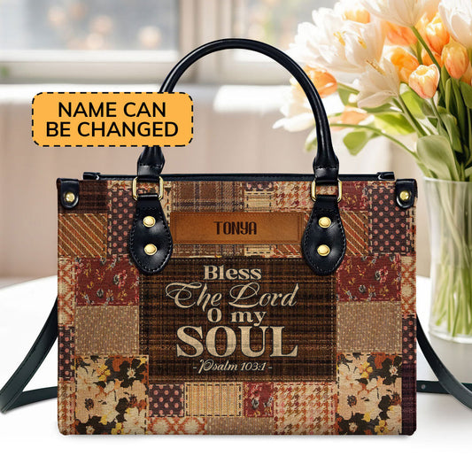 Blessed The Lord Personalized Leather Handbag With Handle For Women