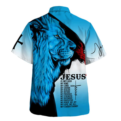Blue Lion Jesus Is My God My Thing Hawaiian Shirt For Men and Women - Christian Hawaiian shirt