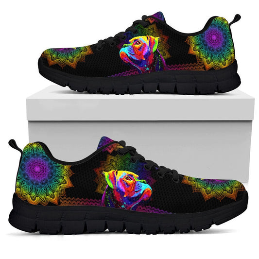 Boxer Sneaker, Boxer Dog Colorful Mandala Sneakers, Boxer Shoes