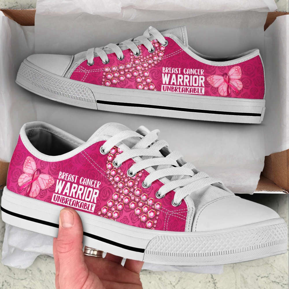 Breast Cancer Shoes Unbreakable Low Top Shoes Canvas Shoes, Breast Cancer Awareness Shoes