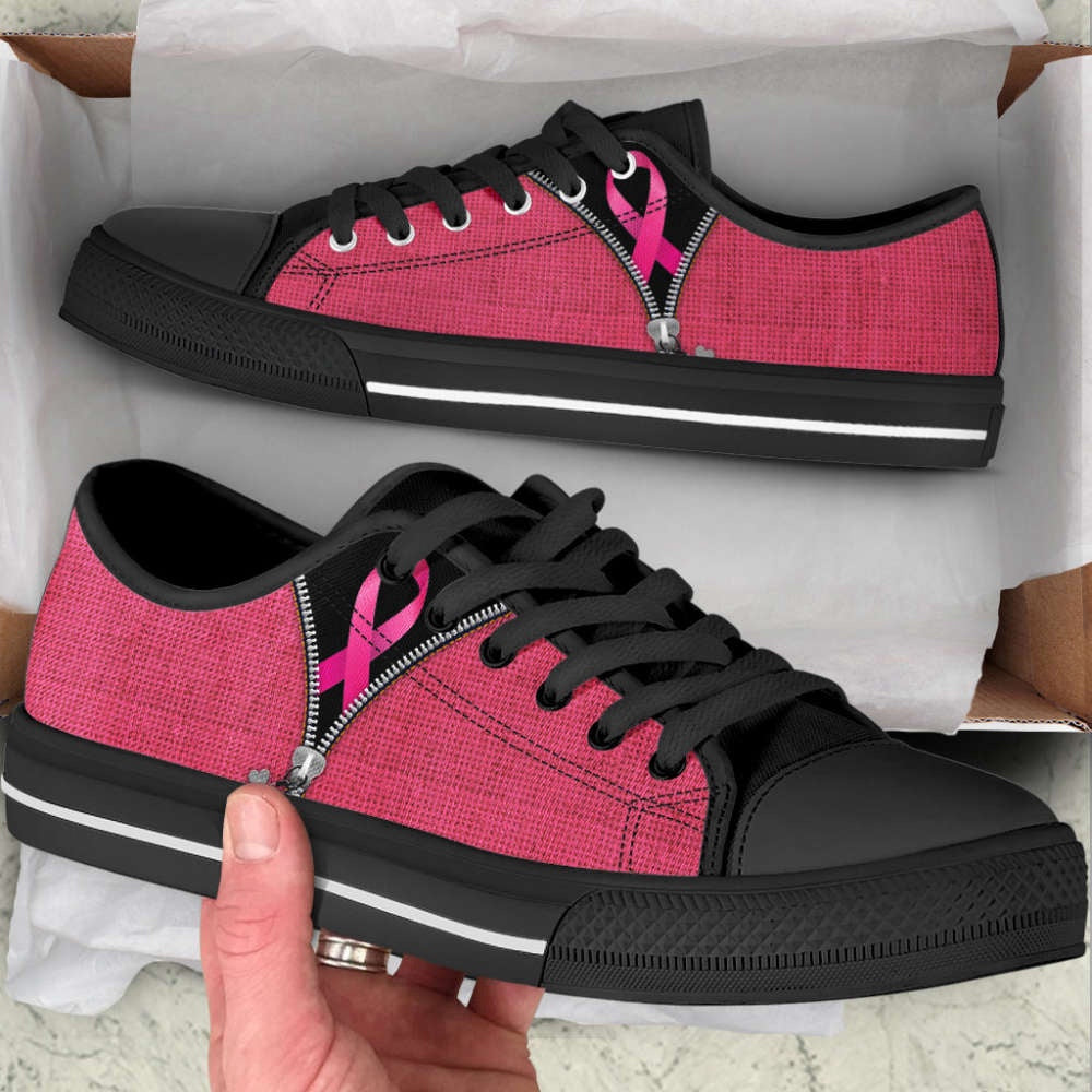 Breast Cancer Shoes Zipper Low Top Shoes Canvas Canvas Shoes, Breast Cancer Awareness Shoes