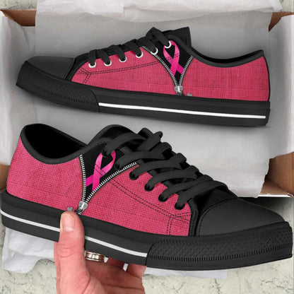 Breast Cancer Shoes Zipper Low Top Shoes Canvas Canvas Shoes, Breast Cancer Awareness Shoes
