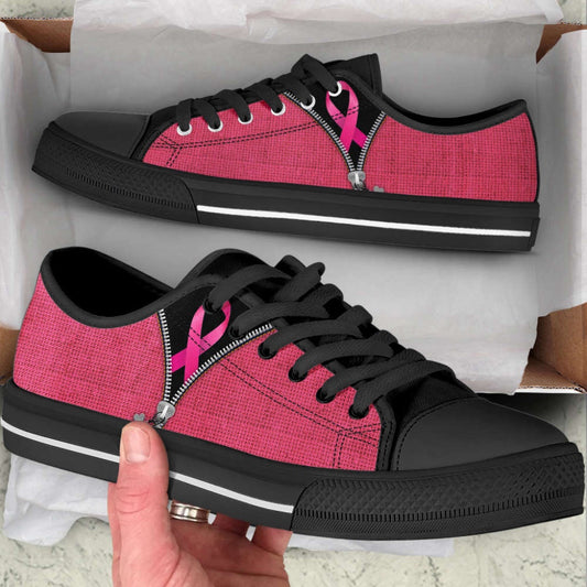 Breast Cancer Shoes Zipper Low Top Shoes Canvas Canvas Shoes, Breast Cancer Awareness Shoes
